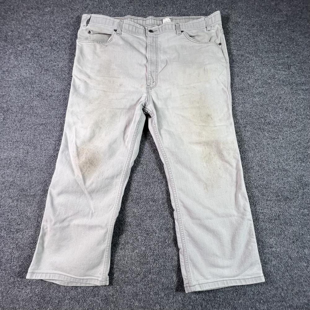 Vintage Levis Jeans Mens 44x23 Gray Cotton Denim Straight Leg Workwear Capri